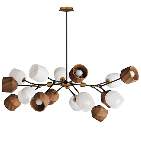 Maxim Lighting Akimbo 16-Light Pendant w LED Bulbs, Dark Bronze/Antique Brass 28279DBZAB